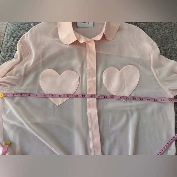 SLEEPER Montmartre Oversize Sheer
Button-Up Heart Pocket Shirt Pink Sz: M - Picture 10 of 14